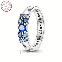 Load image into Gallery viewer, Timeless S925 Sterling Silver Star-Engraved Ring - Sparkling Blue Zircon Stackable Design - Shop &amp; Buy
