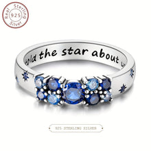 Load image into Gallery viewer, Timeless S925 Sterling Silver Star-Engraved Ring - Sparkling Blue Zircon Stackable Design - Shop &amp; Buy
