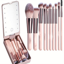 Load image into Gallery viewer, Travel Makeup Brush Set Foundation Powder Concealers Eye Shadows Makeup Set with LED light Mirror 14 Pcs - Shop &amp; Buy
