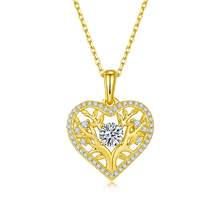 Load image into Gallery viewer, Tree Of Life Moissanite Heart Necklace Family Tree Pendant Necklace in 925 Sterling Silver Gift For Her - Shop &amp; Buy
