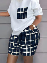 Load image into Gallery viewer, Trendy Plaid Two-piece Shorts Set - Comfortable Short Sleeve Tee &amp; Stylish Pockets Shorts - Shop &amp; Buy
