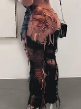 Load image into Gallery viewer, Trendy Tie Dye Flare Leg Pants - High Waist Skinny Tassel Mesh Y2K Style - Shop &amp; Buy
