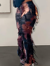 Load image into Gallery viewer, Trendy Tie Dye Flare Leg Pants - High Waist Skinny Tassel Mesh Y2K Style - Shop &amp; Buy
