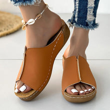 Load image into Gallery viewer, Trendy Womens Wedge Slide Sandals - Bold Contrast Colors, Stylish Peep Toe - Shop &amp; Buy
