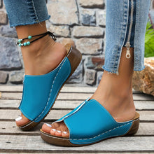 Load image into Gallery viewer, Trendy Womens Wedge Slide Sandals - Bold Contrast Colors, Stylish Peep Toe - Shop &amp; Buy
