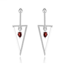 Load image into Gallery viewer, Triangle 925 Sterling Silver Smart Chic Earrings Natural Red Garnet Gemstone Drop Earrings for Women Fine Jewelry - Shop &amp; Buy
