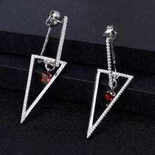 Load image into Gallery viewer, Triangle 925 Sterling Silver Smart Chic Earrings Natural Red Garnet Gemstone Drop Earrings for Women Fine Jewelry - Shop &amp; Buy