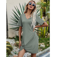 Load image into Gallery viewer, Twisted V-Neck Short Sleeve Dress - Shop &amp; Buy
