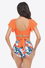 Load image into Gallery viewer, Two-Tone Flutter Sleeve Tied Two-Piece Swimsuit - Shop &amp; Buy