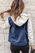 Load image into Gallery viewer, Two-Tone Spliced Denim Sherpa Hooded Jacket - Shop &amp; Buy