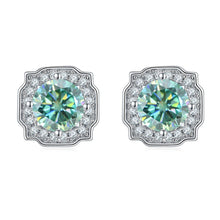 Load image into Gallery viewer, Unique 0.5ct 5mm Round Cut Moissanite Milgrain Halo Studs Earrings in 925 Sterling Silver Women&#39;s Wedding Earrings - Shop &amp; Buy
