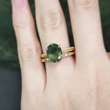 Load image into Gallery viewer, Unique Moss Agate Engagement Ring Set 925 Sterling Silver Stacking Solitaire Wedding Band 2pcs Bridal Ring Set - Shop &amp; Buy
