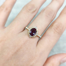 Load image into Gallery viewer, Unique Oval Cut Alexandrite Birthstone Engagement Ring Gold 925 Sterling Silver Cluster Halo Bridal Ring for Women - Shop &amp; Buy
