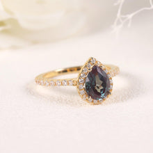 Load image into Gallery viewer, Unique Pear Shaped Lab Alexandrite Engagement Ring 925 Sterling Silver Promise Ring June birthstone Gift For Her - Shop &amp; Buy
