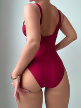 Load image into Gallery viewer, V Neck Flattering Swimsuit - Eye-Catching Contrast Mesh, Tummy Control, High Cut - Shop &amp; Buy
