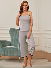 Load image into Gallery viewer, V-Neck Lace Trim Slit Cami and Pants Pajama Set - Shop &amp; Buy