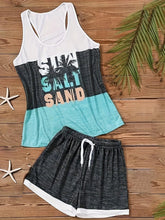 Load image into Gallery viewer, Vacation Style Coconut Tree Print Two-piece, Crew Neck Sleeveless Tank Top &amp; Drawstring Waist Shorts Outfits - Shop &amp; Buy
