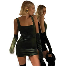 Load image into Gallery viewer, Velvet Solid Pure Color Long Sleeves With Gloves Mini Dress Summer Women Sexy Body-Shaping Clubwear - Shop &amp; Buy
