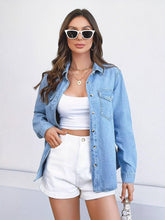 Load image into Gallery viewer, Versatile Chic 100% Cotton Denim Shirt - Breathable Long Sleeve Top with Flap Pocket for Spring/Summer - Shop &amp; Buy
