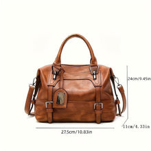 Load image into Gallery viewer, Versatile Retro PU Leather Handbag | Secure Zippered Boston Shoulder Bag with Elegant Polyester Lining - Shop &amp; Buy

