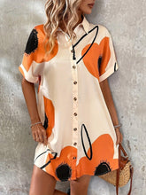 Load image into Gallery viewer, Vibrant Floral Print Womens Shirt Dress - Short Sleeve, Loose Fit, Button Front - Shop &amp; Buy
