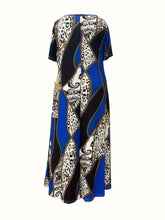 Load image into Gallery viewer, Vibrant Leopard &amp; Geo Print Pencil V-Neck Maxi Dress - Soft Micro Elastic Polyester, Machine Washable - Shop &amp; Buy
