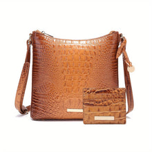 Load image into Gallery viewer, Vintage Crocodile Pattern Glossy Crossbody Bag, Leather Textured Bag Purse, Classic Versatile Fashion Shoulder Bag - Shop &amp; Buy
