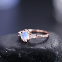 Load image into Gallery viewer, Vintage Milky Blue Moonstone Three Stones Engagement Ring in 925 Sterling Silver Promise Ring For Bridal - Shop &amp; Buy
