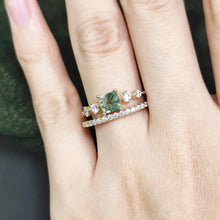 Load image into Gallery viewer, Vintage Moss Agate Engagement Ring Set 14k Gold Art Deco Wedding Ring for Women 925 Sterling Silver Unique Bridal Promise Ring - Shop &amp; Buy
