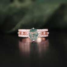 Load image into Gallery viewer, Vintage Natural Moss Agate Engagement Ring Set For Women, Bridal Wedding Promise Ring in 925 Sterling Silver - Shop &amp; Buy
