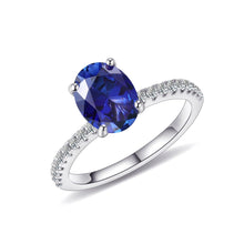Load image into Gallery viewer, Vintage Oval 8X10mm Lab Blue Sapphire Engagement Ring 925 Sterling Silver Rose Gold Rings Birthstone Jewelry - Shop &amp; Buy
