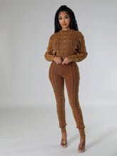 Load image into Gallery viewer, Vintage Rhombus Sweater Two Piece Set Women Autumn Winter Casual Knitted Crop Top + Pants Slim Streetwear Outfits Matching Sets - Shop &amp; Buy
