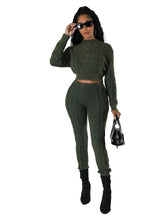 Load image into Gallery viewer, Vintage Rhombus Sweater Two Piece Set Women Autumn Winter Casual Knitted Crop Top + Pants Slim Streetwear Outfits Matching Sets - Shop &amp; Buy
