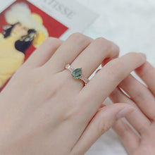 Load image into Gallery viewer, Vintage Style 1.34CT Pear Cut Moss Agate Engagement Rings in 925 Sterling Silver Women Gemstone Ring Gift For Her - Shop &amp; Buy