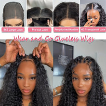 Load image into Gallery viewer, Water Wave 5x5 HD Lace Wig - Pre-Cut, Pre-Plucked, 180% Density, Glueless Human Hair - Shop &amp; Buy
