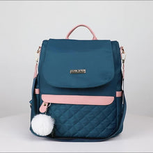 Load image into Gallery viewer, Waterproof Quilted Backpack Purse for Women - Stylish Flap Design with Fun Pompoms, Perfect for Travel &amp; Casual Wear, Spacious Bookbag - Shop &amp; Buy
