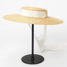 Load image into Gallery viewer, Wide Brim Boater Hat 10cm 15cm Brim Straw Hat Flat Women Summer Kentucky Derby Hat - Shop &amp; Buy
