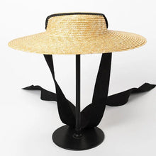 Load image into Gallery viewer, Wide Brim Boater Hat 10cm 15cm Brim Straw Hat Flat Women Summer Kentucky Derby Hat - Shop &amp; Buy
