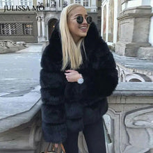 Load image into Gallery viewer, Winter Fur Coats Women Fashion High Quality Hooded Faux Fur Coat Elegant Thick Warm Outerwear Plush Fake Fur Jacket Coats - Shop &amp; Buy
