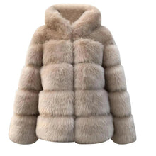 Load image into Gallery viewer, Winter Fur Coats Women Fashion High Quality Hooded Faux Fur Coat Elegant Thick Warm Outerwear Plush Fake Fur Jacket Coats - Shop &amp; Buy
