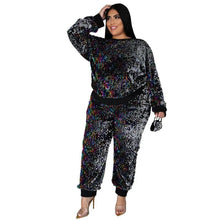 Load image into Gallery viewer, Winter Plus Size Clothing For Women Two Piece Set Sequins Birthday Outfit Joggers Tracksuit - Shop &amp; Buy
