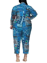 Load image into Gallery viewer, Wmstar Plus Size Romper Women Flower Print Long Sleeve Stretch Office Lady New Fall Shirts Fall Jumpsuit - Shop &amp; Buy
