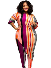 Load image into Gallery viewer, Wmstar Plus Size Two Piece Outfits Women Fall Clothing Striped Top Irregular Hem Leggings Matching Set - Shop &amp; Buy
