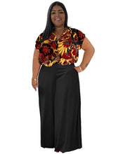 Load image into Gallery viewer, Wmstar Plus Size Two Piece Sets Women Clothing Printed T-shirts Tops and Solid Pants Wide Leg Pockets - Shop &amp; Buy
