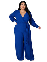 Load image into Gallery viewer, Wmstar Plus Size Women Clothes Jumpsuit Fall Clothes Solid Sexy V Neck Office Lady Romper Wide Leg - Shop &amp; Buy
