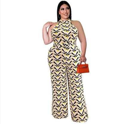 Wmstar Women Jumpsuits Plus Size XL- 5XL One Piece Outfits Office Lady Sleeveless Print Bodysuit Summer - Shop & Buy