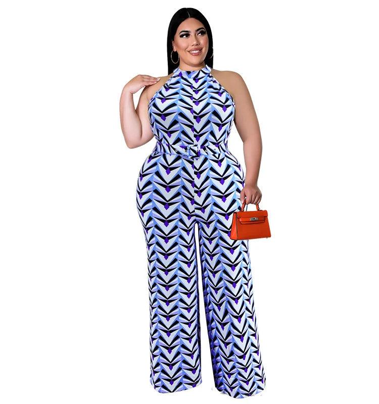 Wmstar Women Jumpsuits Plus Size XL- 5XL One Piece Outfits Office Lady Sleeveless Print Bodysuit Summer - Shop & Buy