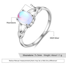 Load image into Gallery viewer, Women 925 Sterling Silver Oval Moonstone Rings Silver 925 Braided Rings Female Wedding Band Fine Jewelry Anniversary Gifts - Shop &amp; Buy
