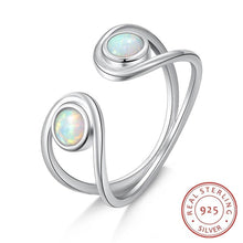 Load image into Gallery viewer, Women 925 Sterling Silver Ring White Opal Stone Double Layer Open Ring Hollow Twisted Female Finger Ring - Shop &amp; Buy
