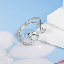 Load image into Gallery viewer, Women 925 Sterling Silver Ring White Opal Stone Double Layer Open Ring Hollow Twisted Female Finger Ring - Shop &amp; Buy
